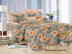 Комплект постельного белья 2-х спальный Satin Collection, Золотые цветы