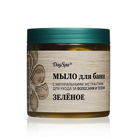 Мыло Dey Spa для бани в банке Зеленое,  500мл (для волос и тела)