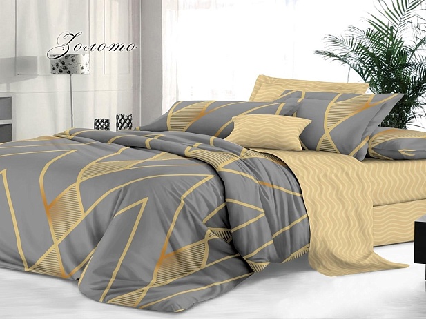 Комплект постельного белья Евро "Sateen De Luxe" Эльф, Золото