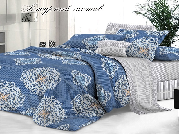 Комплект постельного белья Евро "Sateen De Luxe" Эльф, Ажурный мотив