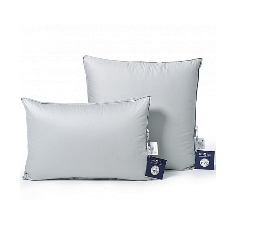 Подушка пуховая с бортиком SATURN gray сатин, 50*68см