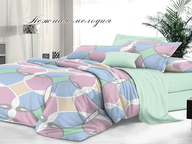 Комплект постельного белья Семейный "Sateen De Luxe" Эльф, Нежная мелодия