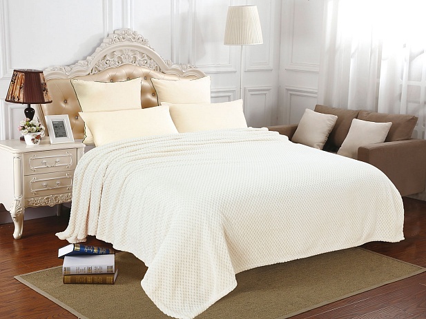 Плед флисовый “Luxury” с плетением "Ананас", 150х200см
