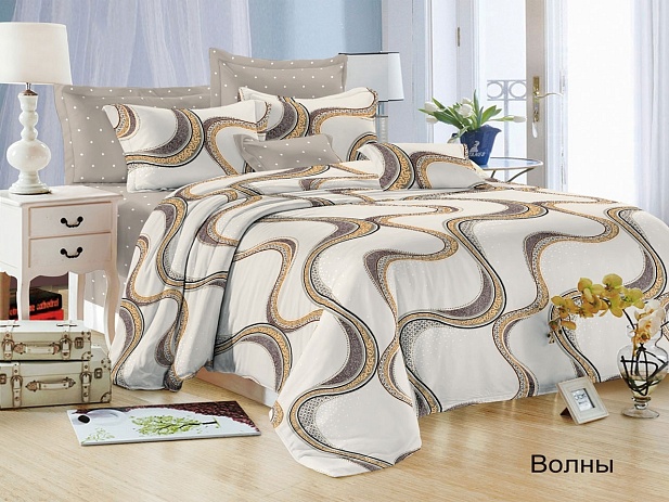 Комплект постельного белья Евростандарт Satin Collection, Волны