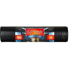 Мешки для мусора БРОНЯ 300л.ПВД черные 60 мкр 105*150см, (10шт)