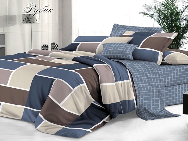 Комплект постельного белья Семейный "Sateen De Luxe" Эльф, Рубик